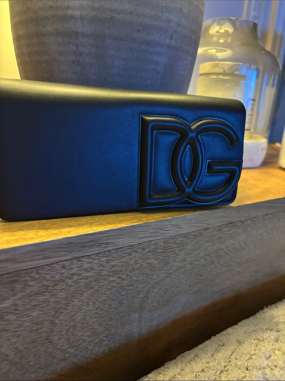 Dolce & Gabbana Embossed DG Black Leather Phone Case